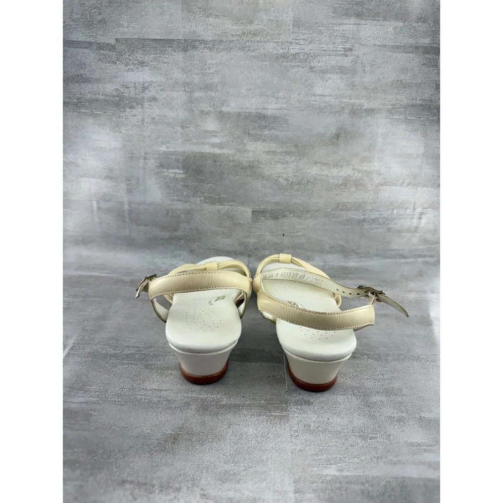 SAS Tripad Comfort Women Sz 6.5 M Cream Leather Wedge Sandals USA Bow Detail